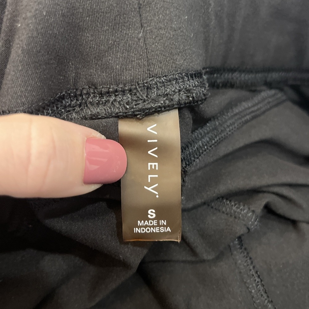 VIVELY Black Joggers Pants Womens Size S Drawstring Zip Pockets Athleisure - Picture 5 of 7